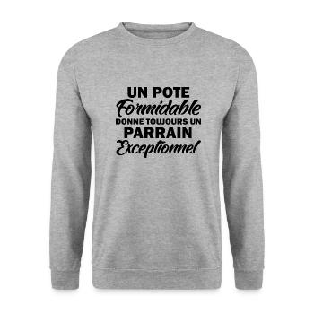 un pote formidable donne un parrain exceptionnel - Sweat-shirt Unisexe - gris chiné - Devant - Alina (178cm) & Michal (187cm)