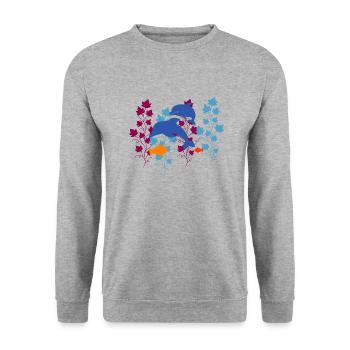 Dolphin dolphin - Unisex Sweatshirt - salt & pepper - Front - Alina (178cm) & Michal (187cm)