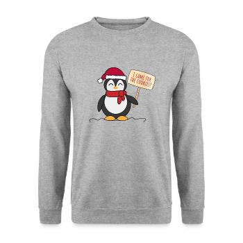 Pingouin de Noël - Sweat-shirt Unisexe - gris chiné - Devant - Alina (178cm) & Michal (187cm)