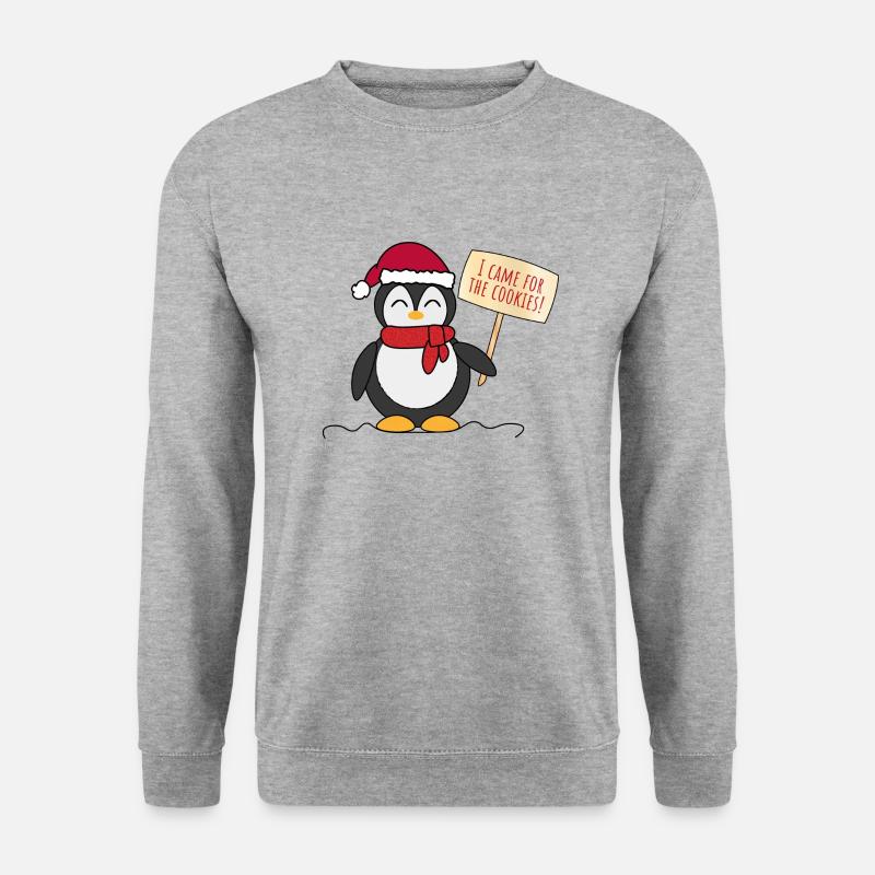 Weihnachtspinguin - Unisex Pullover - Weißgrau meliert
