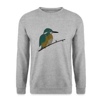 Eisvogel - Unisex Pullover - Weißgrau meliert - Vorne - Alina (178cm) & Michal (187cm)