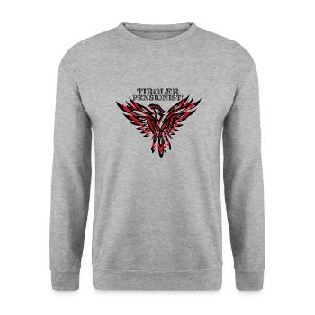 Tiroler Pensionist Made in Tirol - Unisex Pullover - Weißgrau meliert - Vorne - Alina (178cm) & Michal (187cm)