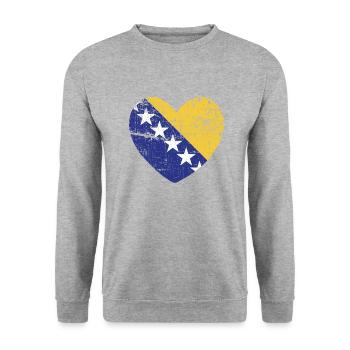 Bosnia Heart Bosnian Bosnian Balkans Gift Idea - Unisex Sweatshirt - salt & pepper - Front - Alina (178cm) & Michal (187cm)