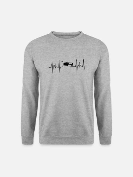 ec145 Hubschrauber Helikopter Helicopter - Unisex Pullover - Weißgrau meliert