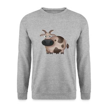 Kuh - Unisex Pullover - Weißgrau meliert - Vorne - Alina (178cm) & Michal (187cm)
