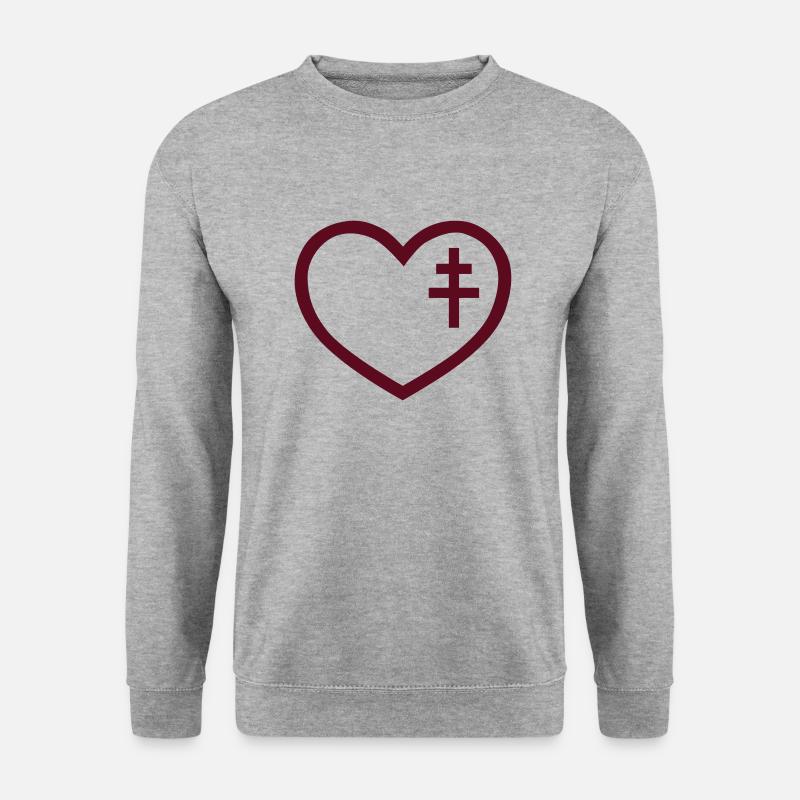 Herz Lothringen - vectoriale - Unisex Pullover - Weißgrau meliert