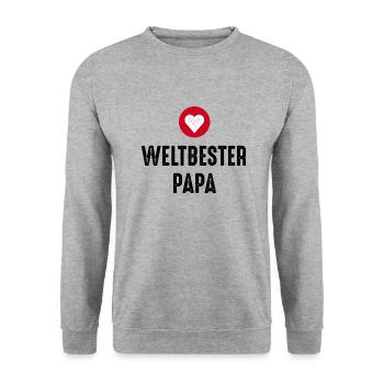 Weltbester Papa - Unisex Pullover - Weißgrau meliert - Vorne - Alina (178cm) & Michal (187cm)