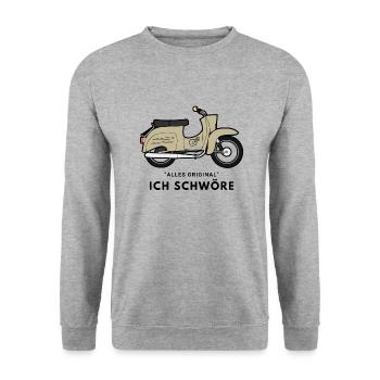 Alles Original - Ich schwöre - Unisex Pullover - Weißgrau meliert - Vorne - Alina (178cm) & Michal (187cm)