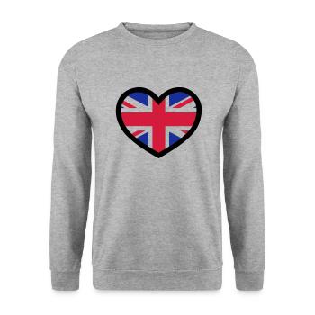 Coeur British - vectoriel - Sweat-shirt Unisexe - gris chiné - Devant - Alina (178cm) & Michal (187cm)