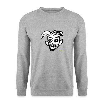 Männerkopf Zeichnung Hans Erwin SW - Unisex Pullover - Weißgrau meliert - Vorne - Alina (178cm) & Michal (187cm)
