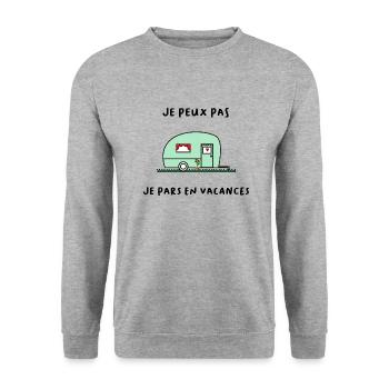 ICH KANN NICHT. - Urlaub. ES LEBE DER URLAUB. URLAUB - Unisex Pullover - Weißgrau meliert - Vorne - Alina (178cm) & Michal (187cm)
