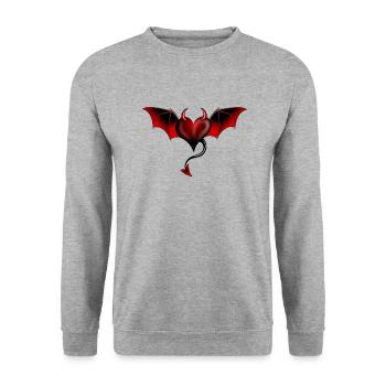 Herz Teufel Satan Luzifer Engel - Unisex Pullover - Weißgrau meliert - Vorne - Alina (178cm) & Michal (187cm)