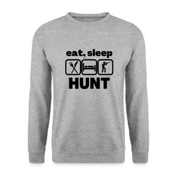 eat sleep hunt - Unisex Pullover - Weißgrau meliert - Vorne - Alina (178cm) & Michal (187cm)