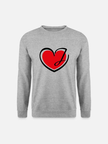 Liebe Herz Buchstabe J - Unisex Pullover - Weißgrau meliert