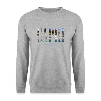 Capri Urlaub mit Strand, Skyline Insel - Unisex Pullover - Weißgrau meliert - Vorne - Alina (178cm) & Michal (187cm)