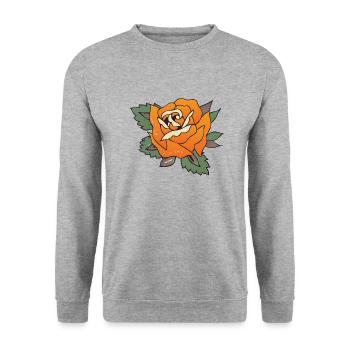 rosa blume old school tattoo blatt - Unisex Pullover - Weißgrau meliert - Vorne - Alina (178cm) & Michal (187cm)