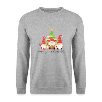 Gnome Merry Christmas Gnome's Christmas Tree - Unisex Sweatshirt - salt & pepper - Front - Alina (178cm) & Michal (187cm)