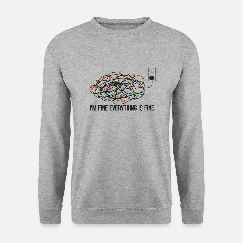 Weihnachtsbeleuchtung I'm fine Alles ist fein hässlich - Unisex Pullover - Weißgrau meliert