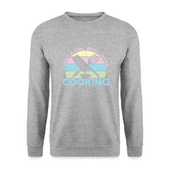 Just A Girl Who Loves Cooking Sous Gourmet Chef Co - Unisex Sweatshirt - salt & pepper - Front - Alina (178cm) & Michal (187cm)