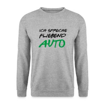ICH SPRECHE FLIEßEND AUTO VERDE - Unisex Pullover - Weißgrau meliert - Vorne - Alina (178cm) & Michal (187cm)