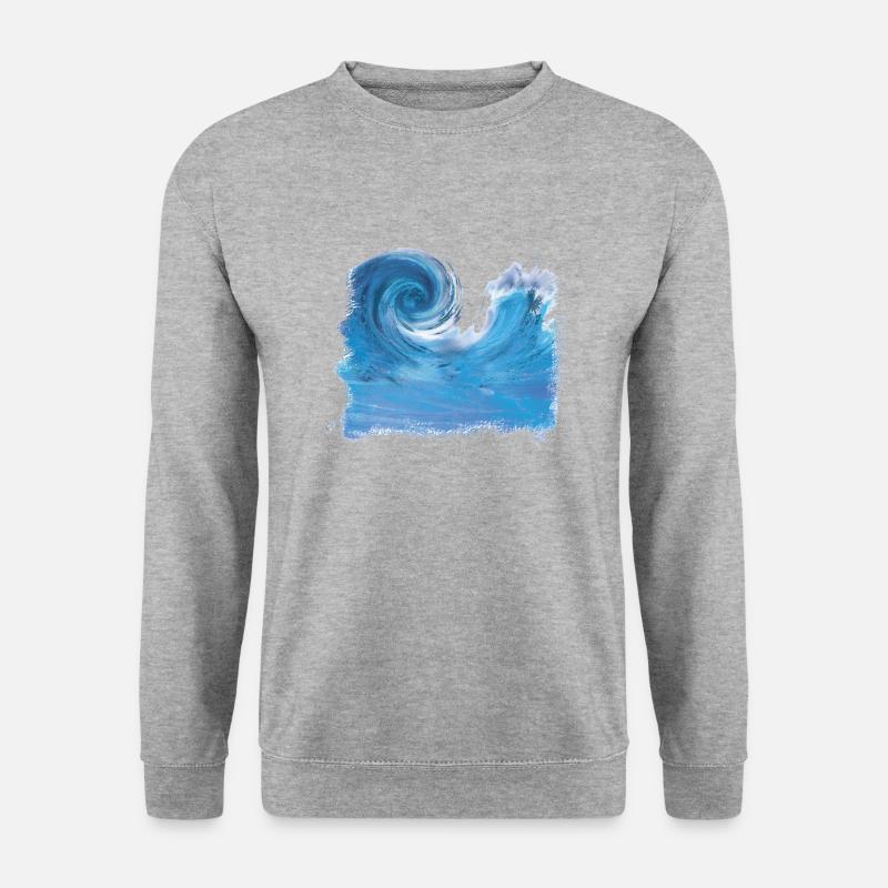 Welle Grafik - Unisex Pullover - Weißgrau meliert