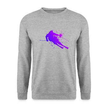 Ski Ski Ski Femmes Ski Cascade Ski - Sweat-shirt Unisexe - gris chiné - Devant - Alina (178cm) & Michal (187cm)