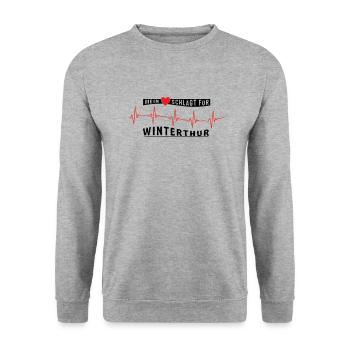 Mein Herz schlägt für Winterthur | VEKTOR - Unisex Pullover - Weißgrau meliert - Vorne - Alina (178cm) & Michal (187cm)