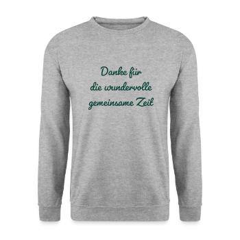 Danke für die wundervolle gemeinsame Zeit - Unisex Pullover - Weißgrau meliert - Vorne - Alina (178cm) & Michal (187cm)