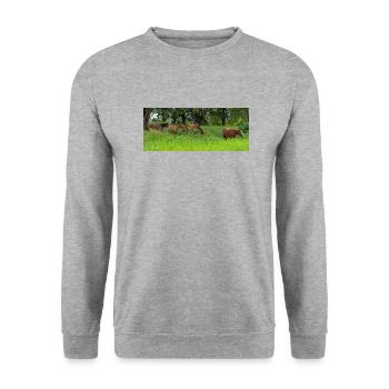 horses in the meadow - Unisex Sweatshirt - salt & pepper - Front - Alina (178cm) & Michal (187cm)
