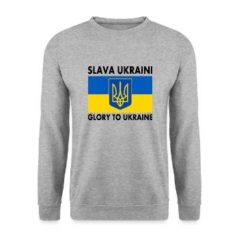 Slava ukraini - Unisex Sweatshirt - salt & pepper - Front - Alina (178cm) & Michal (187cm)