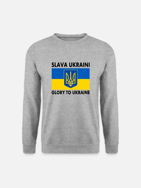 Slava ukraini - Unisex Pullover - Weißgrau meliert