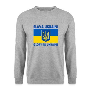 Slava ukraini - Unisex Sweatshirt - salt & pepper - Front - Alina (178cm) & Michal (187cm)