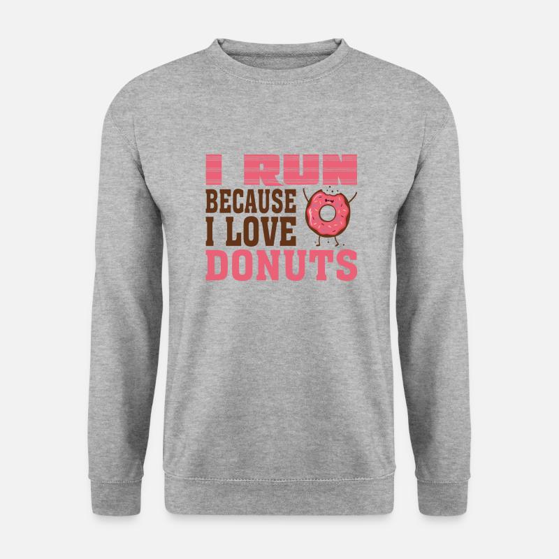 I Run Because I Love Donuts - Unisex Pullover - Weißgrau meliert
