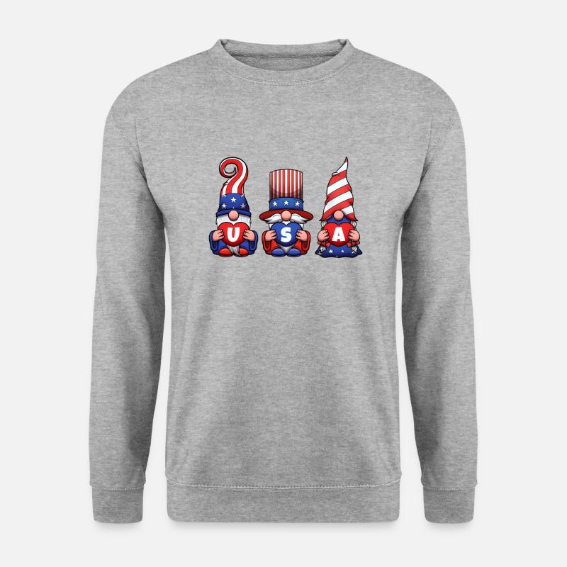 4. Juli USA Gnomes - Unisex Pullover - Weißgrau meliert