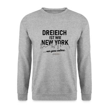 Dreieich ist wie New York - nur ganz anders - Unisex Pullover - Weißgrau meliert - Vorne - Alina (178cm) & Michal (187cm)