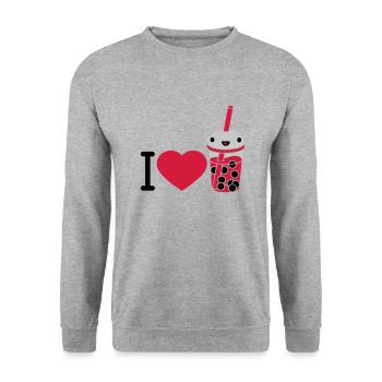 I Love Bubble Tea - Unisex Pullover - Weißgrau meliert - Vorne - Alina (178cm) & Michal (187cm)