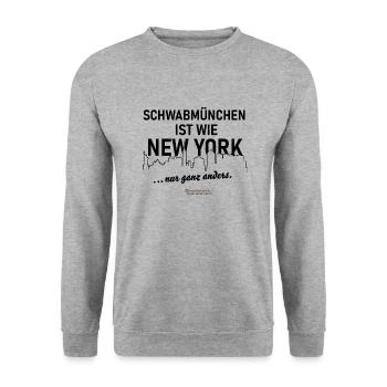 Schwabmünchen - Unisex Pullover - Weißgrau meliert - Vorne - Alina (178cm) & Michal (187cm)