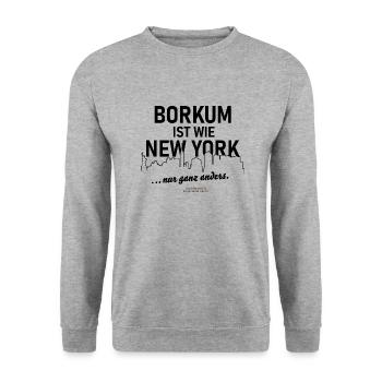 Borkum - Unisex Pullover - Weißgrau meliert - Vorne - Alina (178cm) & Michal (187cm)