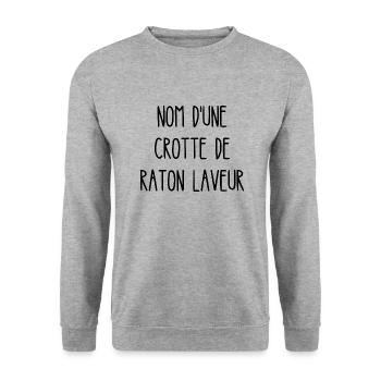 nom d'une crotte de raton laveur - Sweat-shirt Unisexe - gris chiné - Devant - Alina (178cm) & Michal (187cm)