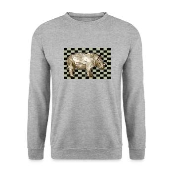 Nashorn - Unisex Pullover - Weißgrau meliert - Vorne - Alina (178cm) & Michal (187cm)