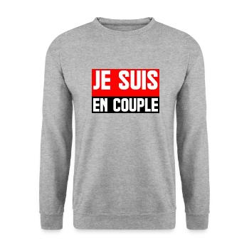 je suis en couple - Sweat-shirt Unisexe - gris chiné - Devant - Alina (178cm) & Michal (187cm)