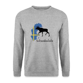 Schwedenliebe Elch - Unisex Pullover - Weißgrau meliert - Vorne - Alina (178cm) & Michal (187cm)
