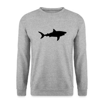 Grands requins blancs Sea Shark Fin Ocean Silhouette - Sweat-shirt Unisexe - gris chiné - Devant - Alina (178cm) & Michal (187cm)