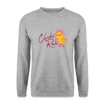 Chicks Rule cute little bird - Unisex Sweatshirt - salt & pepper - Front - Alina (178cm) & Michal (187cm)
