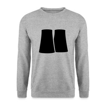 Atommeiler / nuclear plant (1c) - Unisex Pullover - Weißgrau meliert - Vorne - Alina (178cm) & Michal (187cm)