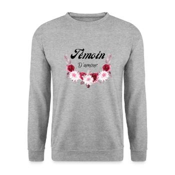 témoin d'amour - Sweat-shirt Unisexe - gris chiné - Devant - Alina (178cm) & Michal (187cm)