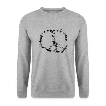 Frieden gezeichnet Zeichnung Freiheit Vektor - Unisex Pullover - Weißgrau meliert - Vorne - Alina (178cm) & Michal (187cm)