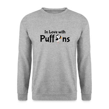 Papageientaucher - Unisex Pullover - Weißgrau meliert - Vorne - Alina (178cm) & Michal (187cm)