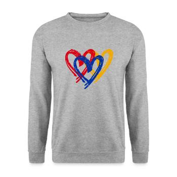 Armenien Herz Flagge - Unisex Pullover - Weißgrau meliert - Vorne - Alina (178cm) & Michal (187cm)