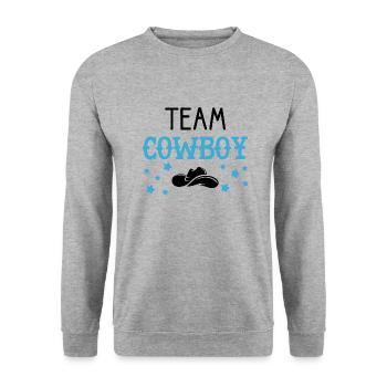 Team Cowboy Announcement Baby Shower - Sweat-shirt Unisexe - gris chiné - Devant - Alina (178cm) & Michal (187cm)